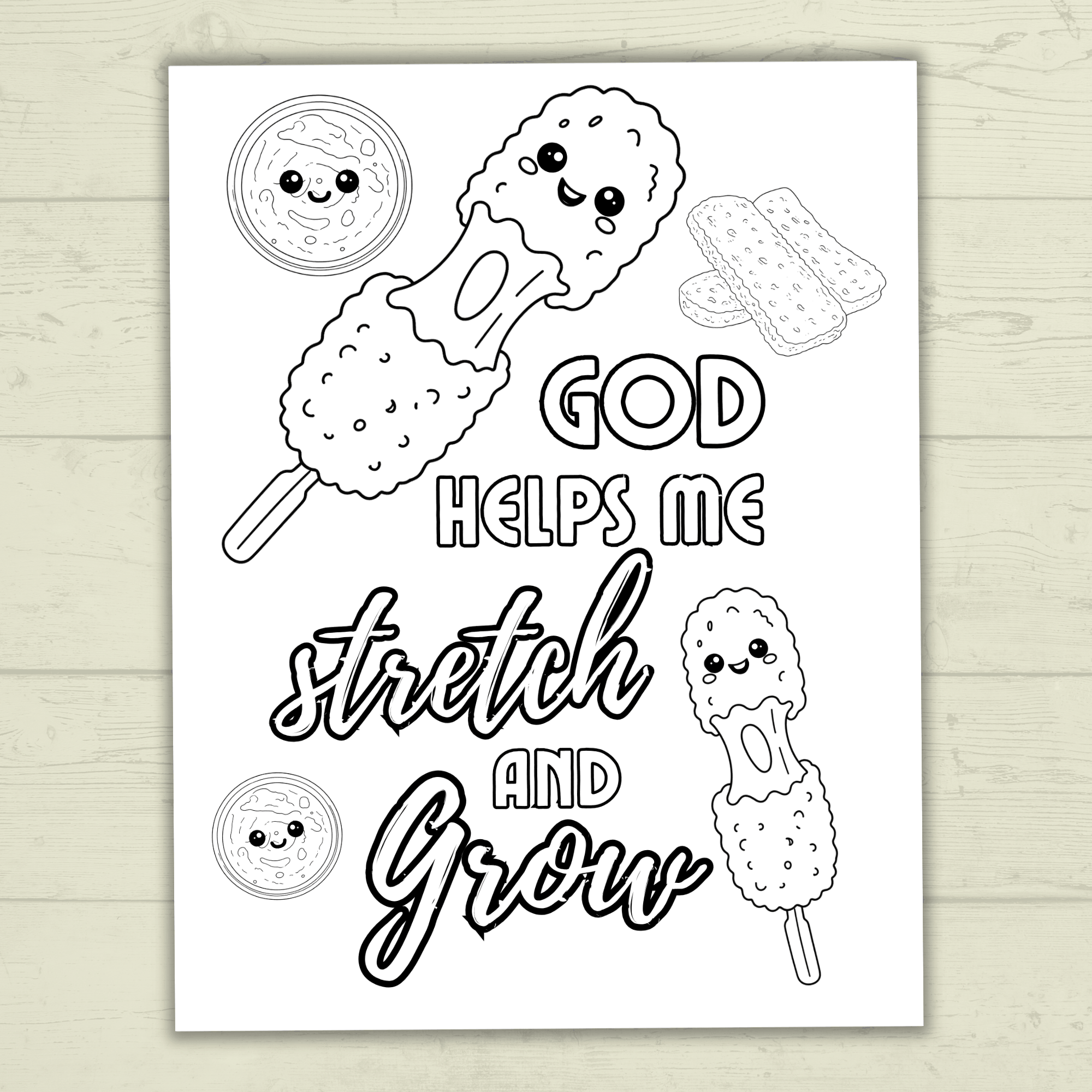 Kawaii Food Christian Coloring Pages for Kids, Adults, and Families