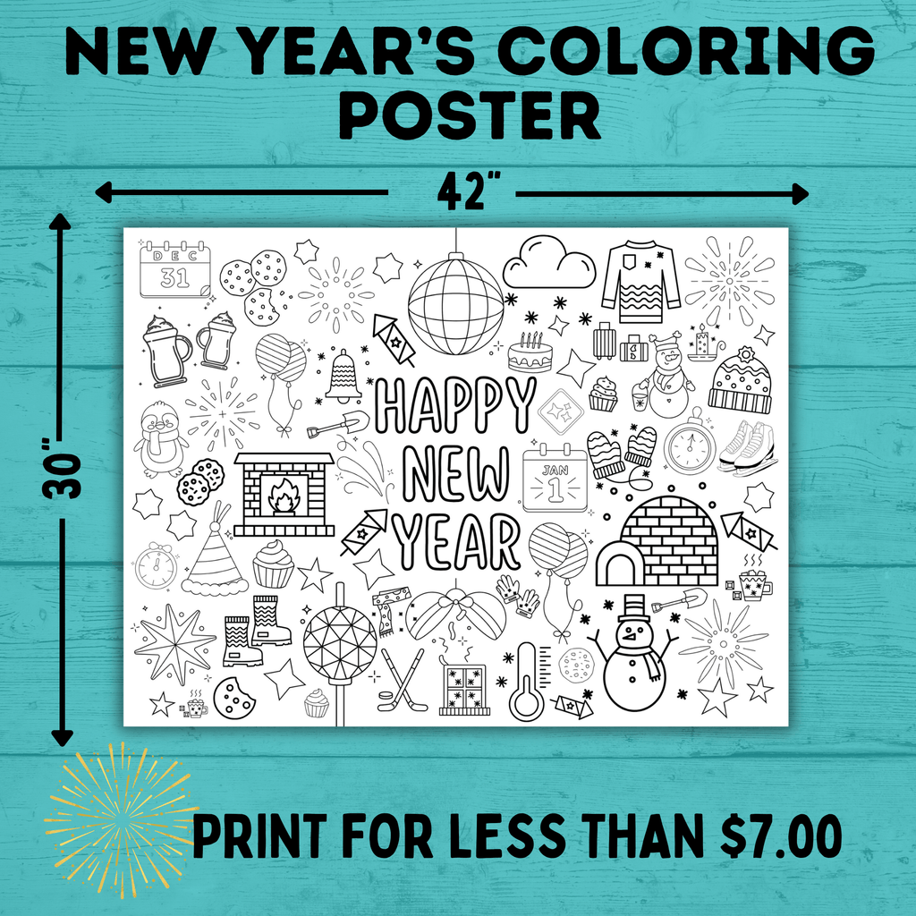 New Year's Eve Coloring Poster for Kids | Kids Coloring Pages | New Year's Eve Printables for Kids | New Year's Eve Activities | NYE