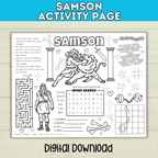 Bible Old Testament Coloring Activity Page for Kids, Samson, Sunday School, Christian Children's Ministry Printable, Digital Download