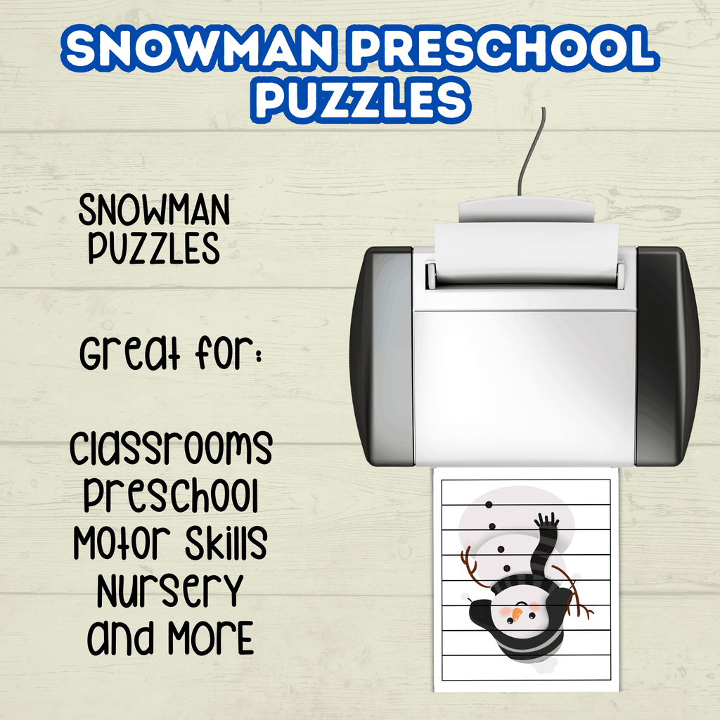 Fun Snowman Preschool Puzzles for Toddlers, Winter Holiday Activities, Kindergarten