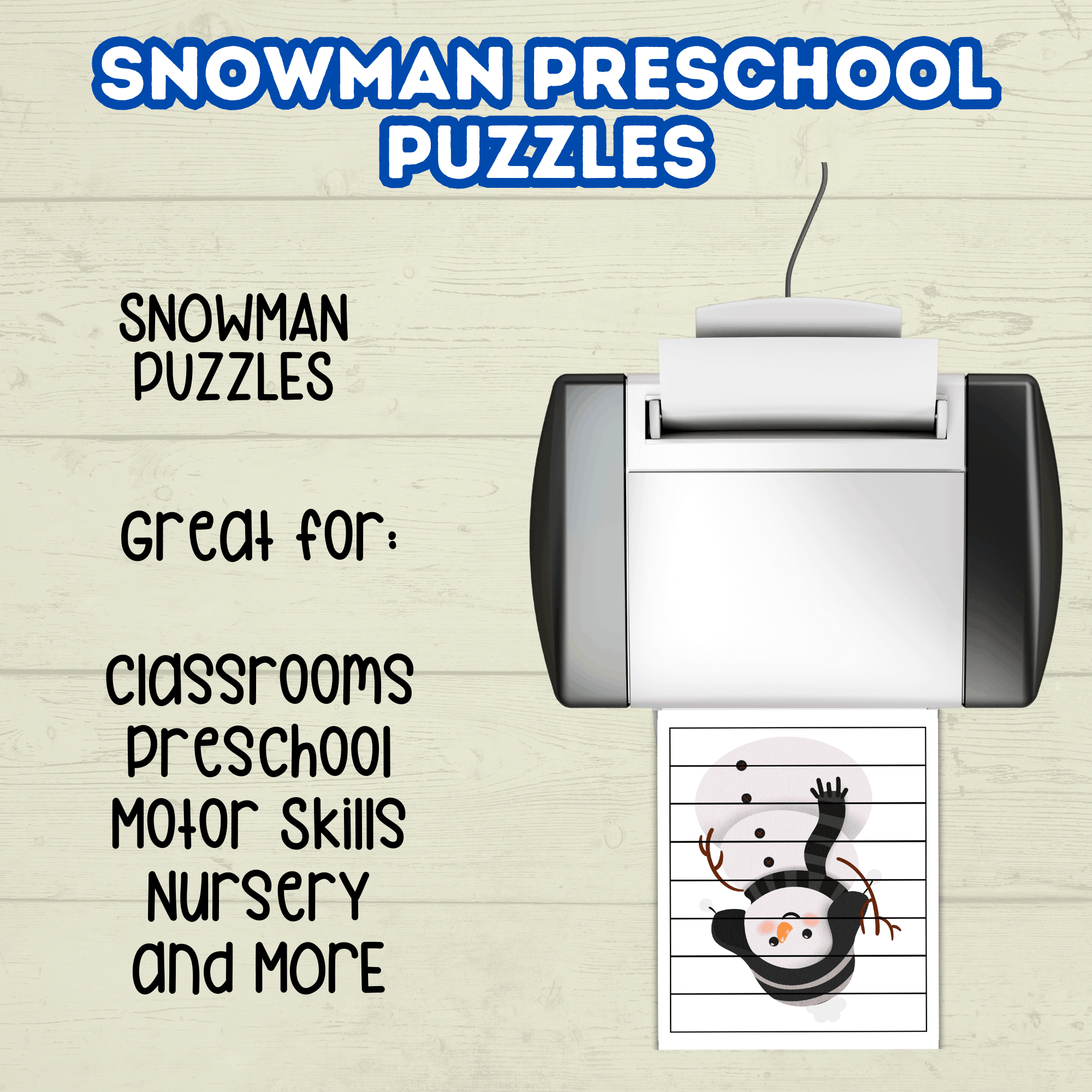 Fun Snowman Preschool Puzzles for Toddlers, Winter Holiday Activities, Kindergarten