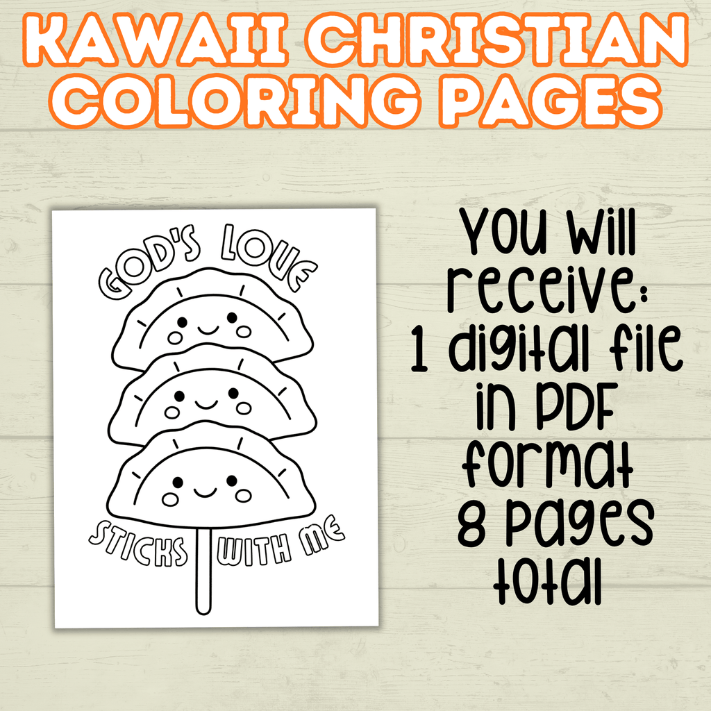 Kawaii Food Christian Coloring Pages for Kids, Adults, and Families