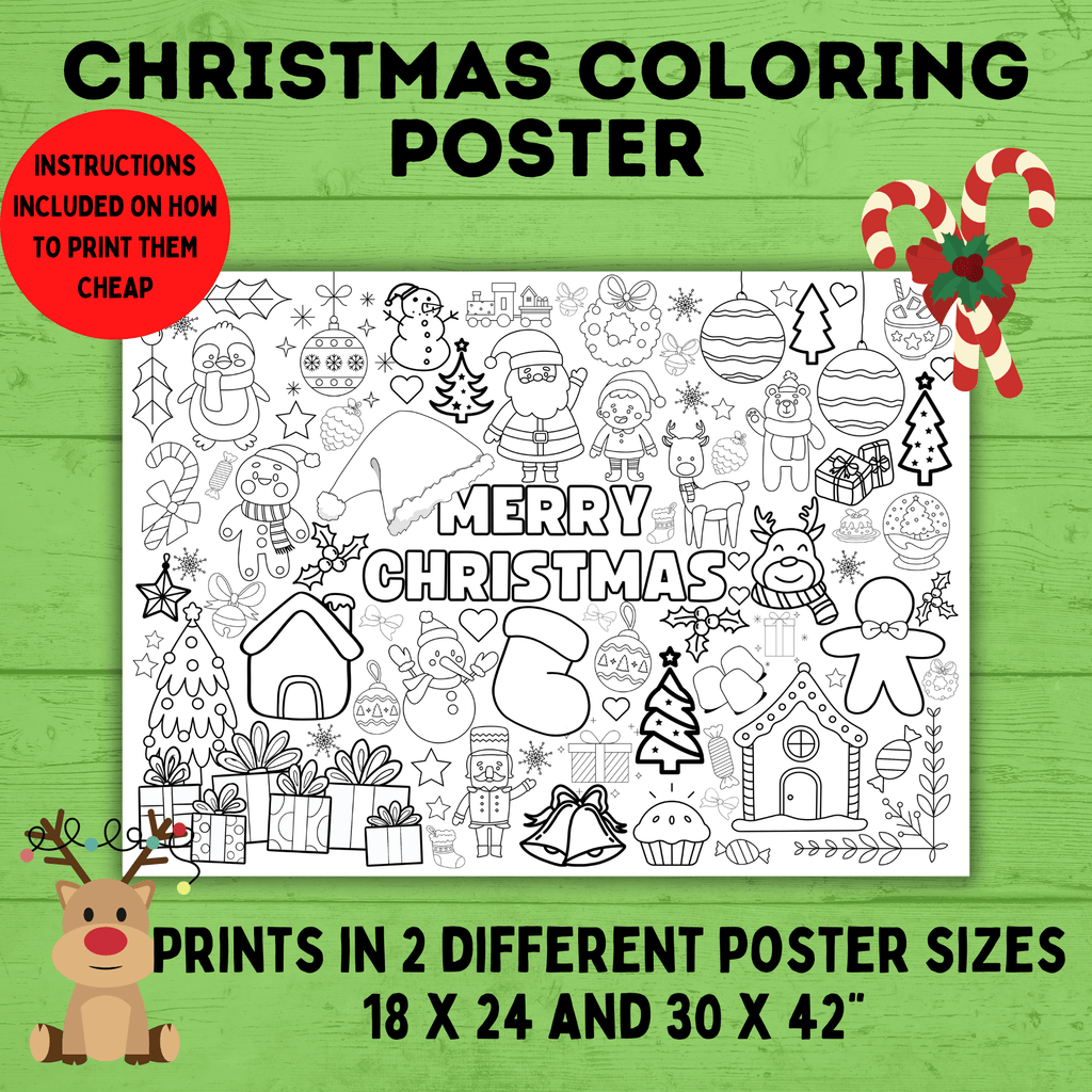 Christmas Coloring Poster for Kids | Coloring Pages for Kids | Kids Poster | Digital download | Christmas Activity | Christmas Printable