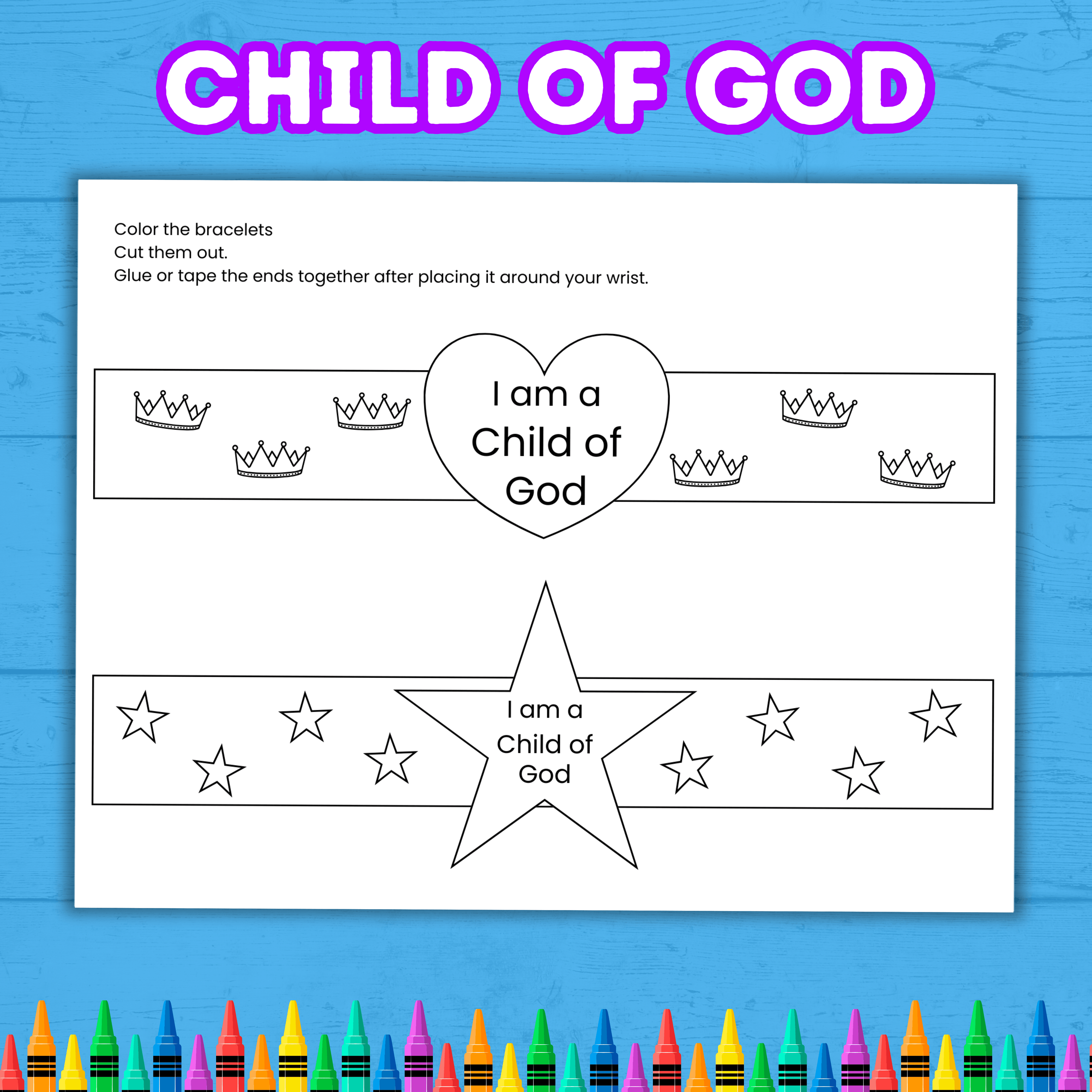 Jesus Paper Bracelets, Jesus Wristband, I am a Child of God, Sunday School Craft, Christian Craft, Bible Lesson Activity, Faith Wristband