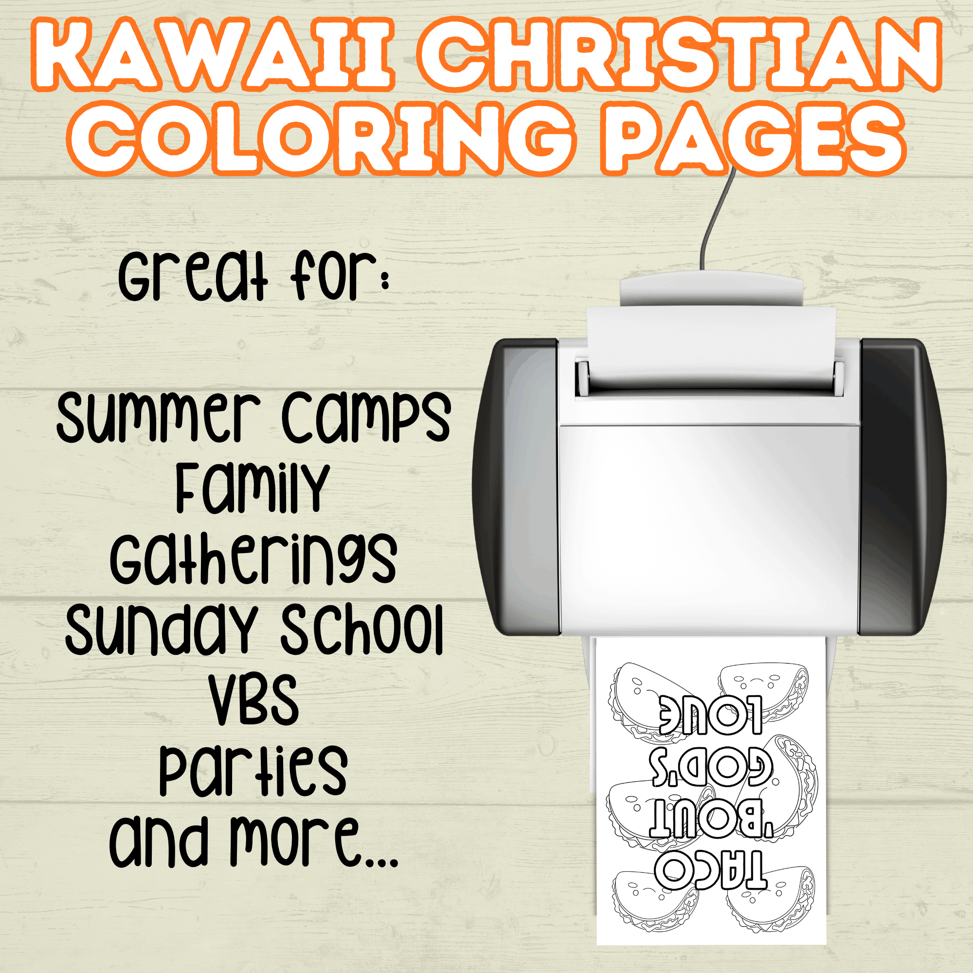 Kawaii Food Christian Coloring Pages for Kids, Adults, and Families