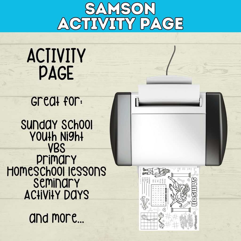 Bible Old Testament Coloring Activity Page for Kids, Samson, Sunday School, Christian Children's Ministry Printable, Digital Download