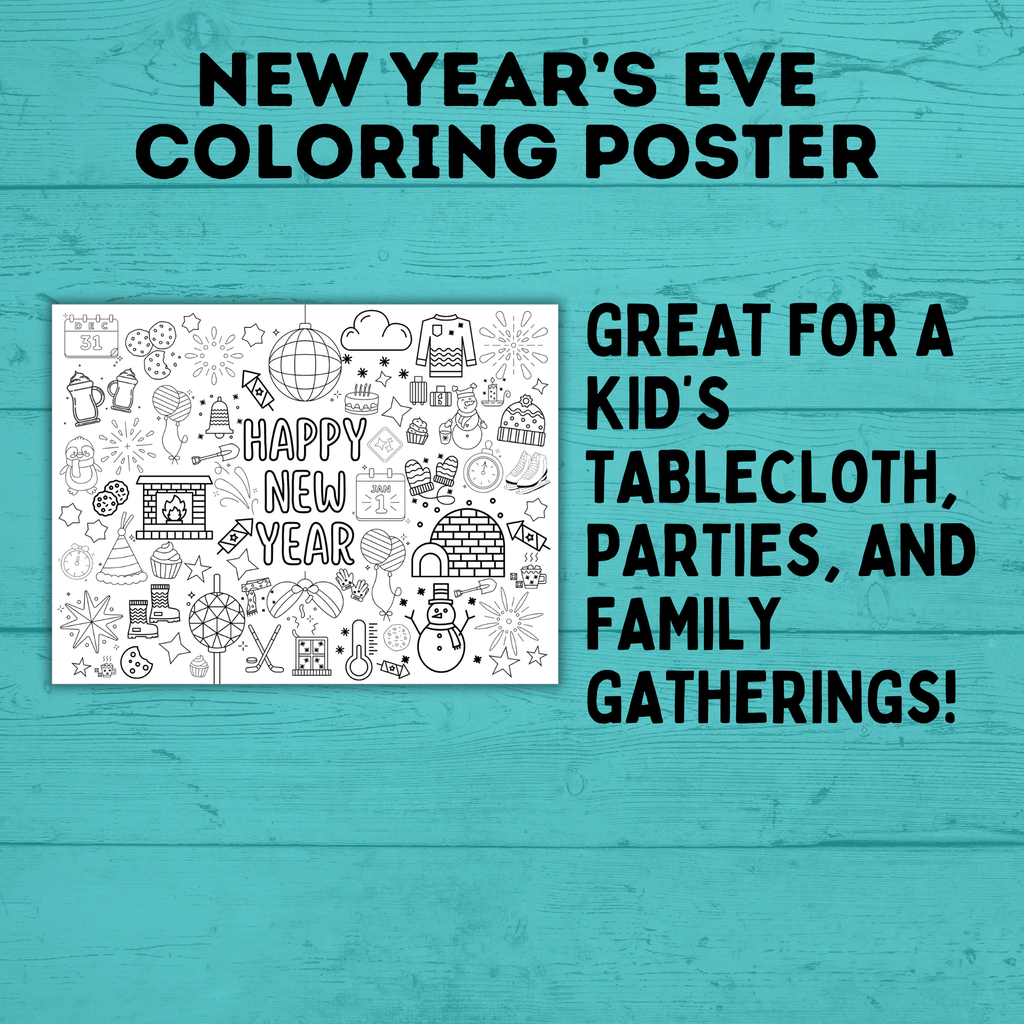New Year's Eve Coloring Poster for Kids | Kids Coloring Pages | New Year's Eve Printables for Kids | New Year's Eve Activities | NYE
