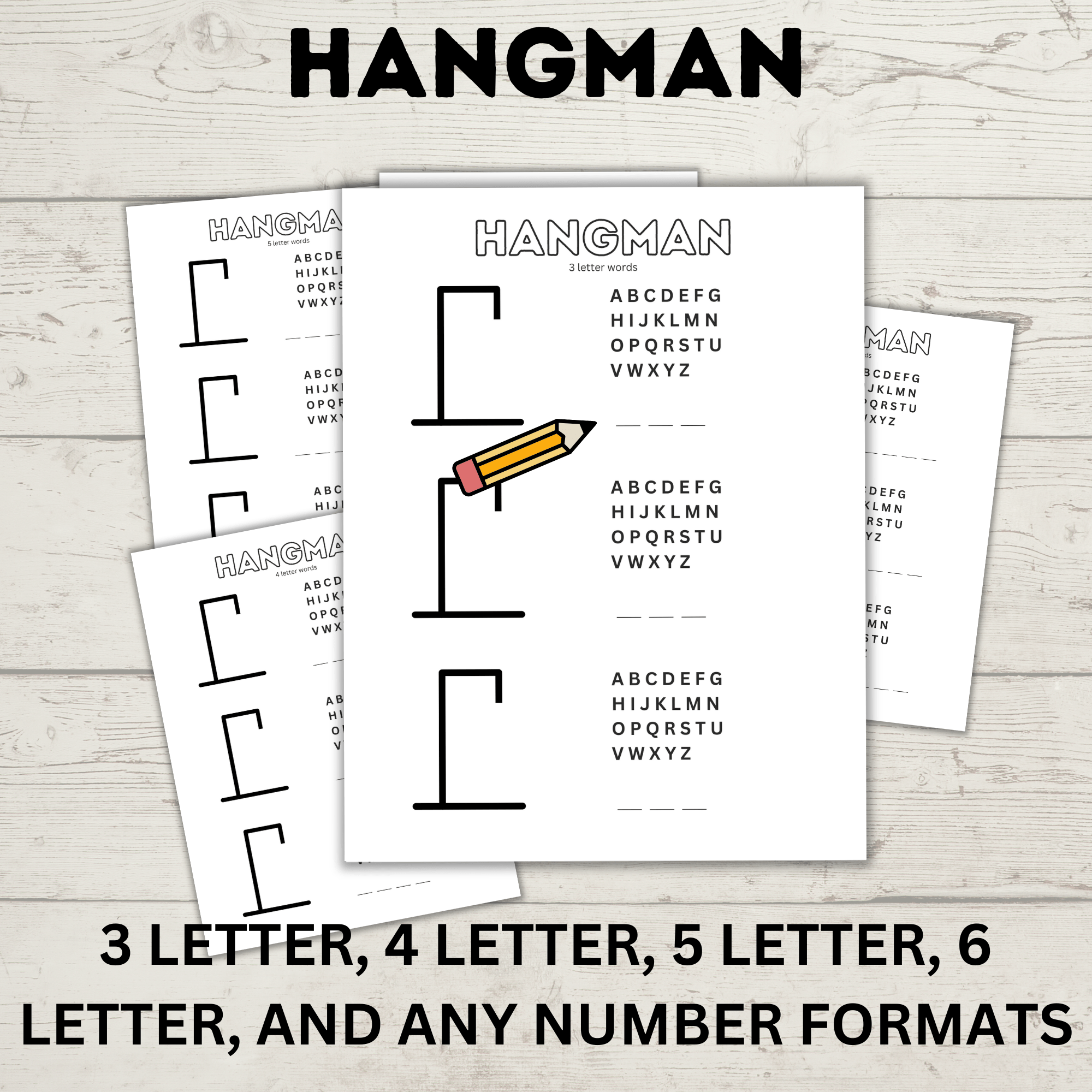 Hangman Printable for Kids | Kids Games | Pencil and Pen Games | Kids Printables | Kids Activities | Guess the Word | Word Games