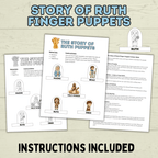Ruth Craft, Bible Story Craft, Finger Puppets Bible Lesson, Sunday School Craft