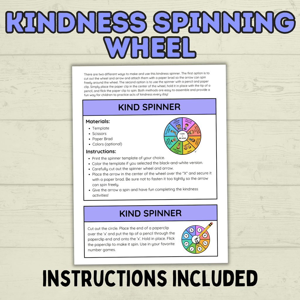 Kindness Craft for Kids, Kindness Spinner Craft, I Can Be Kind, Sunday School Craft