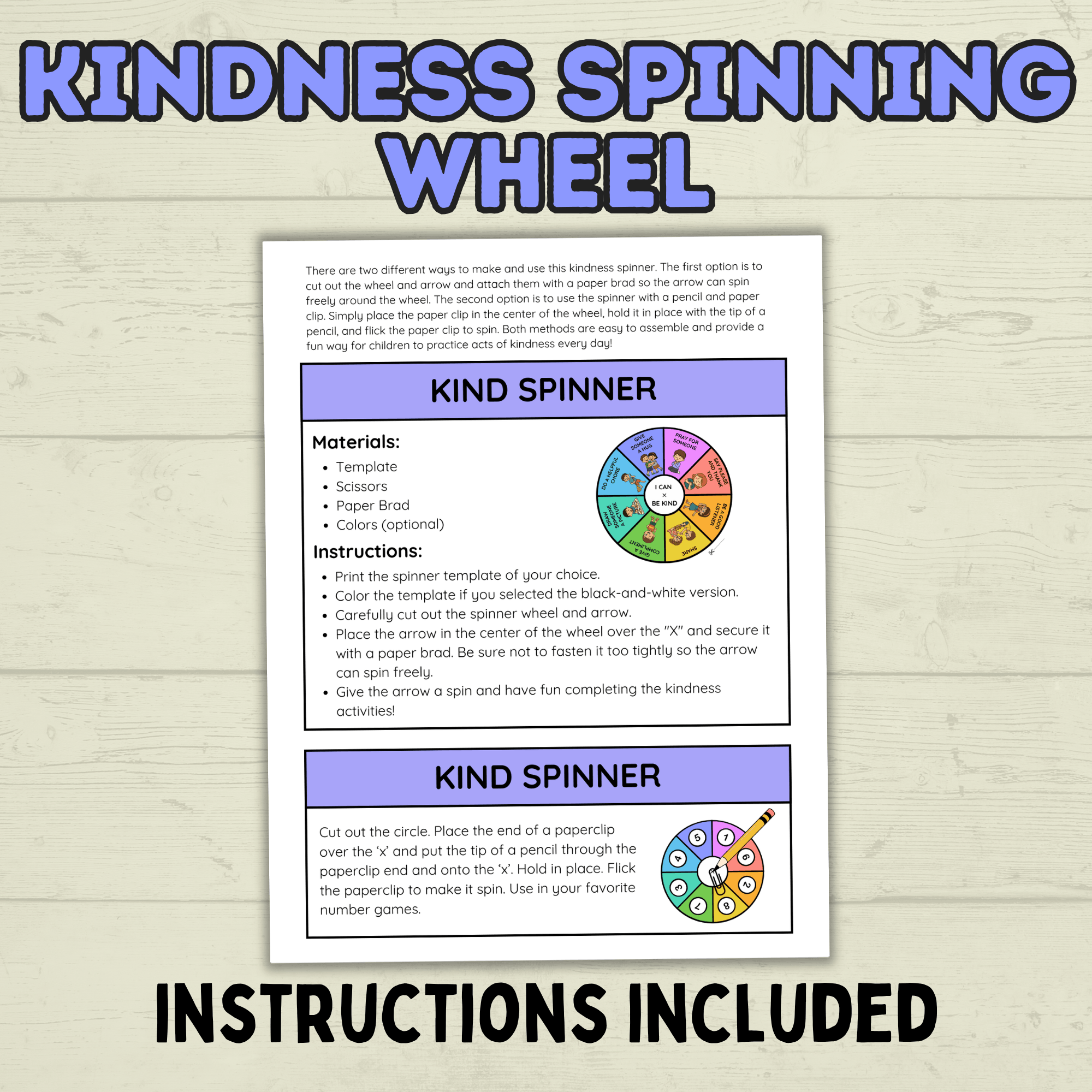 Kindness Craft for Kids, Kindness Spinner Craft, I Can Be Kind, Sunday School Craft