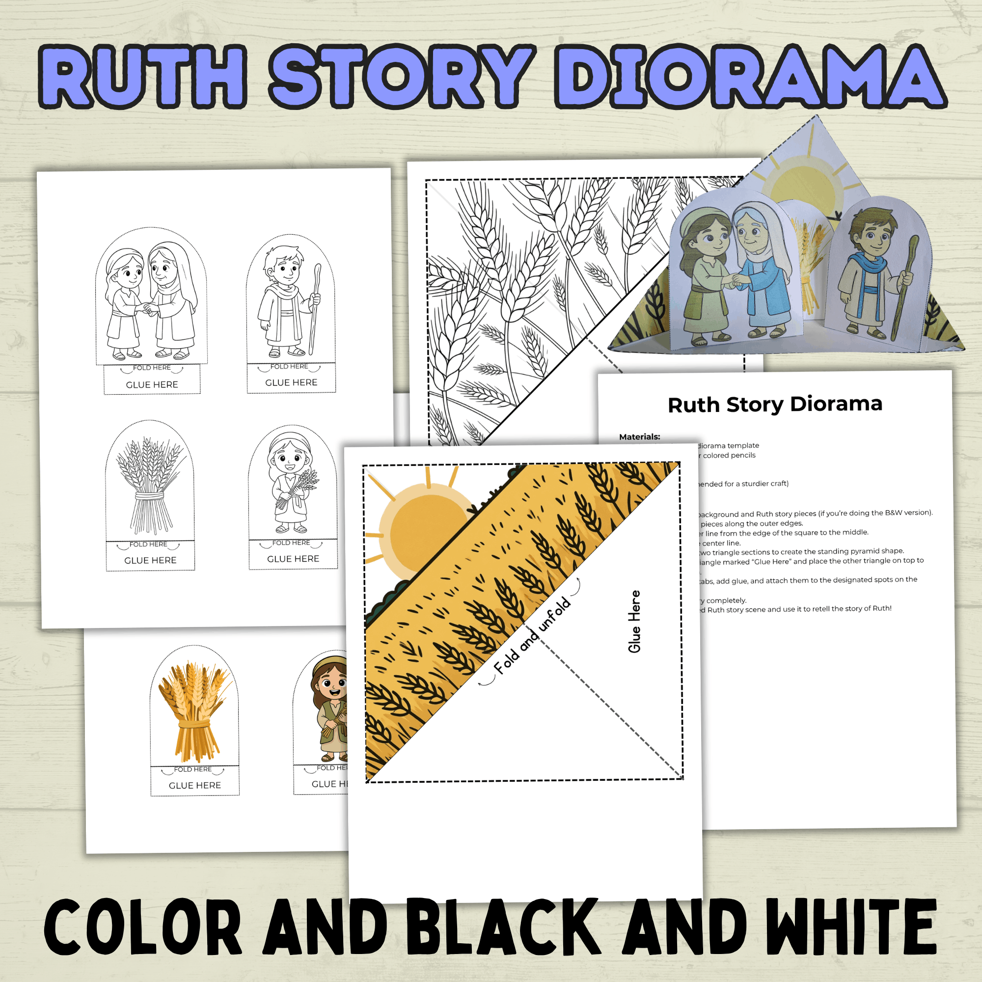 Ruth Bible Story Craft, Ruth Diorama Craft, 3D Ruth Craft, Bible Crafts, Sunday School Craft, Christian Crafts, Homeschool, Old Testament
