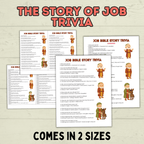 Job Trivia, Job Bible Story Trivia, Kids Trivia, Sunday School Activity, Bible Christian Game