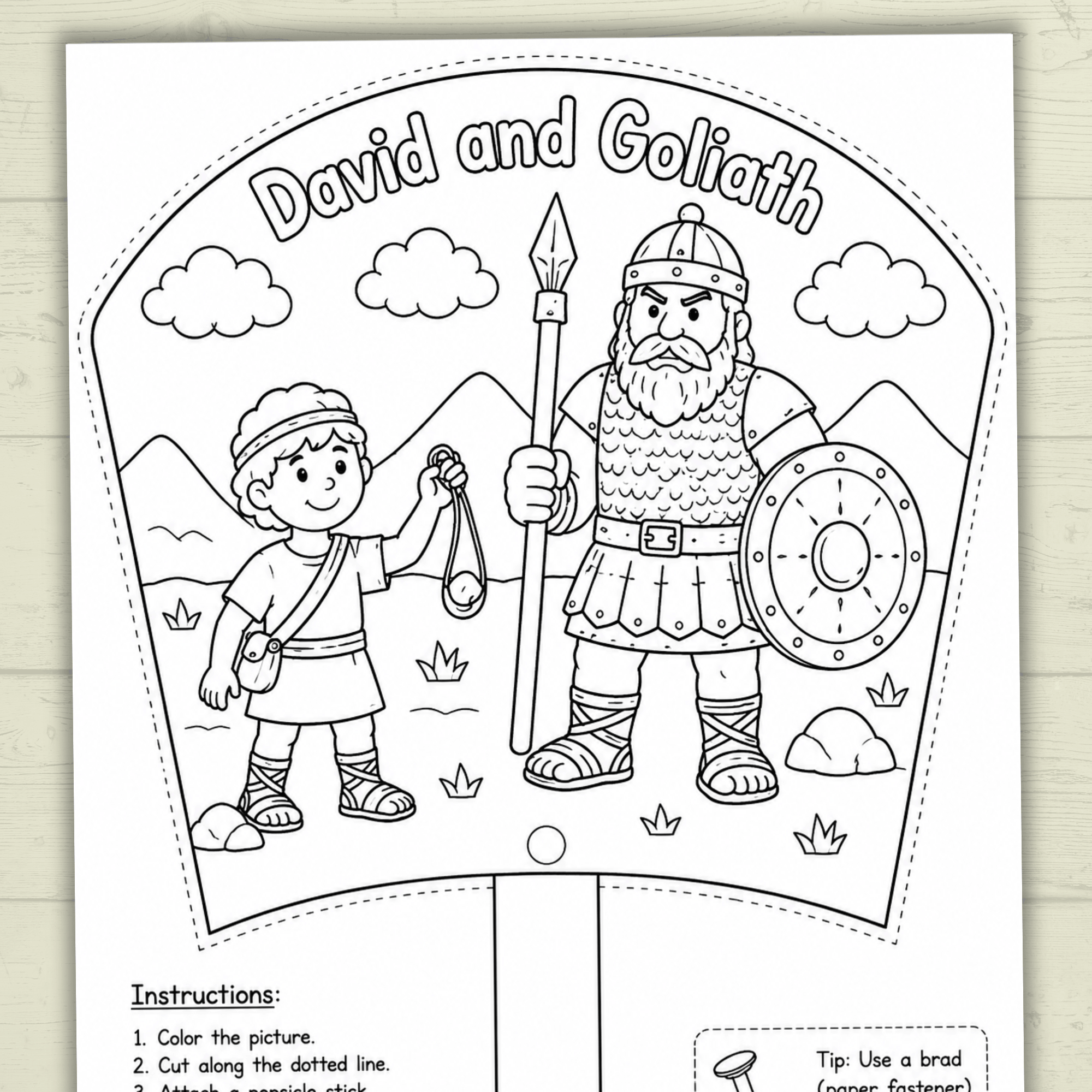 David and Goliath Craft, Bible Story Craft, Sunday School Craft, Fan Craft, Cut and Paste Craft, Bible Lesson, Christian Craft, Homeschool