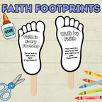 Faith Craft for Kids, Footprint Craft, Fan Craft, Bible Craft, Christian Craft, Kids Activity, Sunday School Craft, Walk by Faith