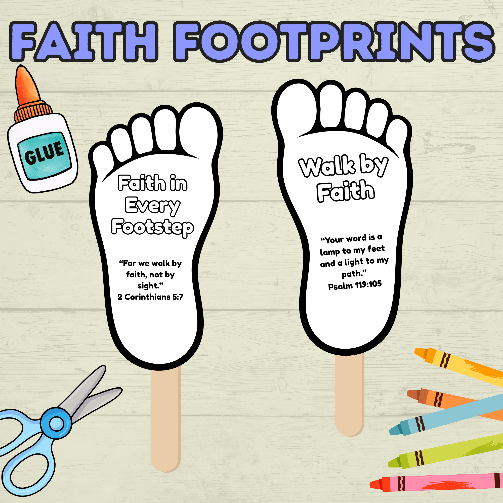 Faith Craft for Kids, Footprint Craft, Fan Craft, Bible Craft, Christian Craft, Kids Activity, Sunday School Craft, Walk by Faith
