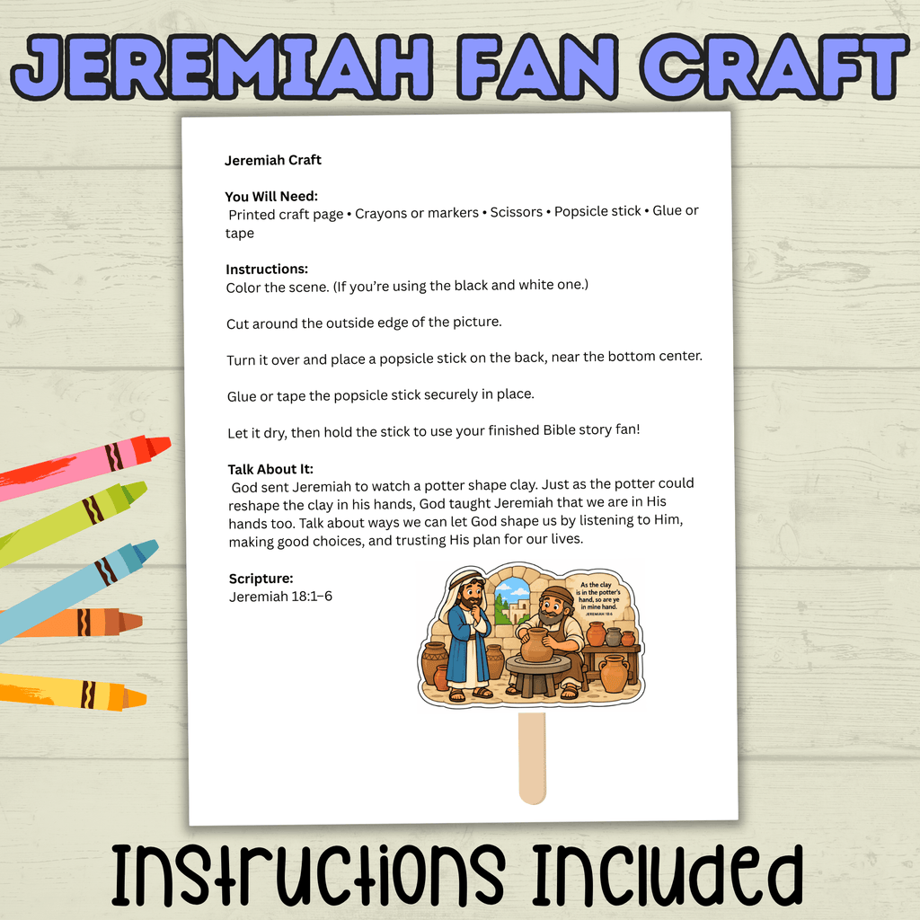 Jeremiah Craft, Sunday School Craft, Kids Craft, Bible Lesson, Old Testament, Homeschool, Fan Craft