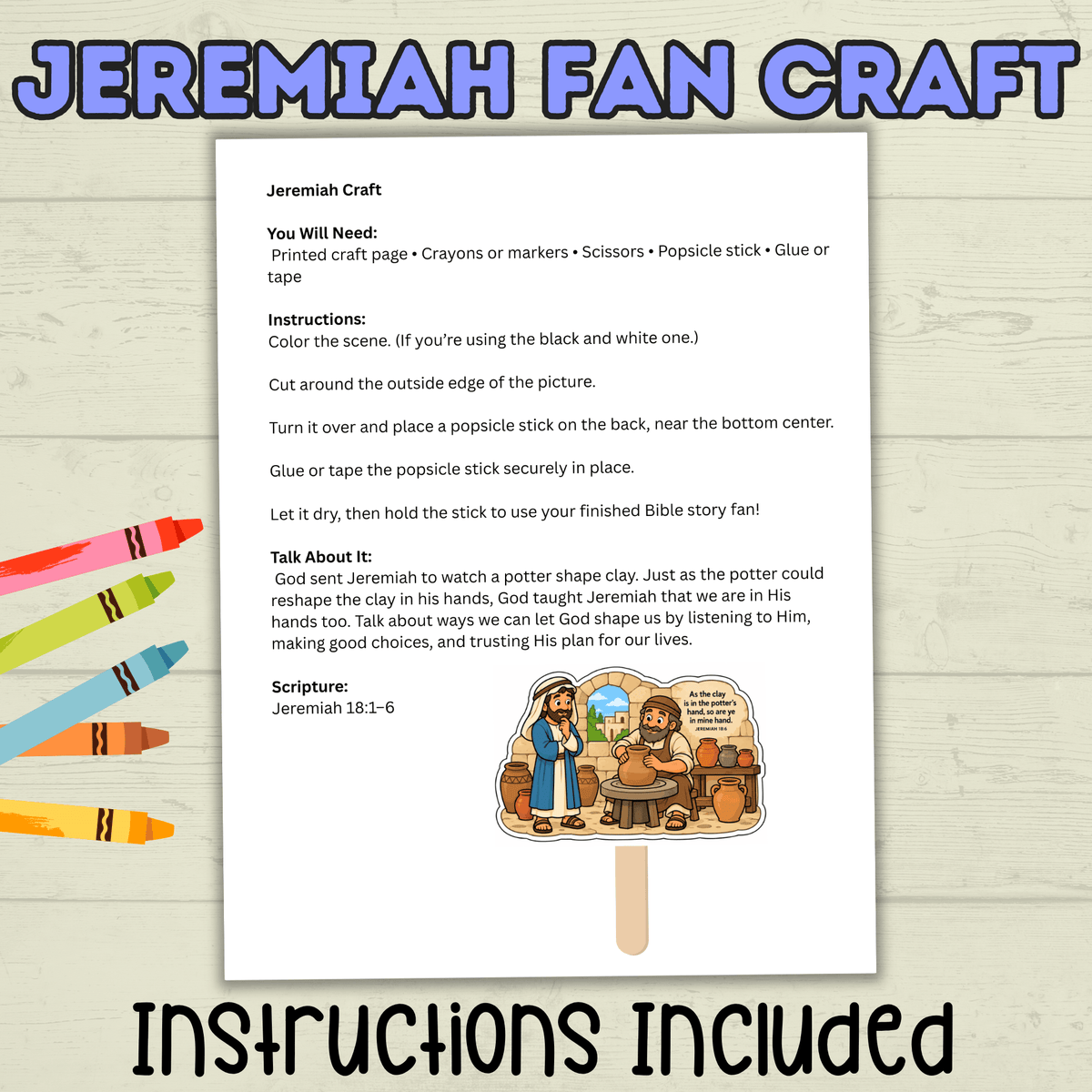Jeremiah Craft, Sunday School Craft, Kids Craft, Bible Lesson, Old Testament, Homeschool, Fan Craft