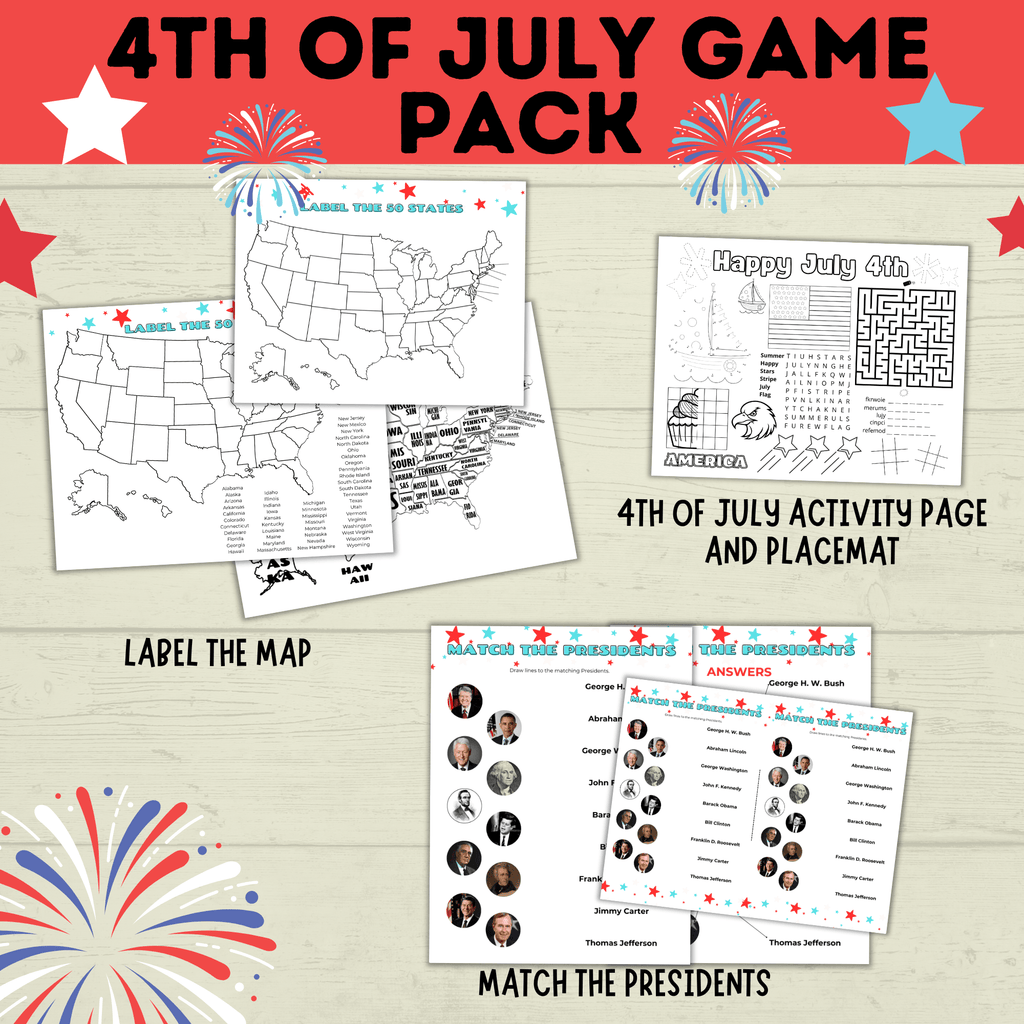 4th of July Games Pack | 4th of July Bundle | 4th of July Party Games Pack | Kids Games | Family Games | 4th of July Printables