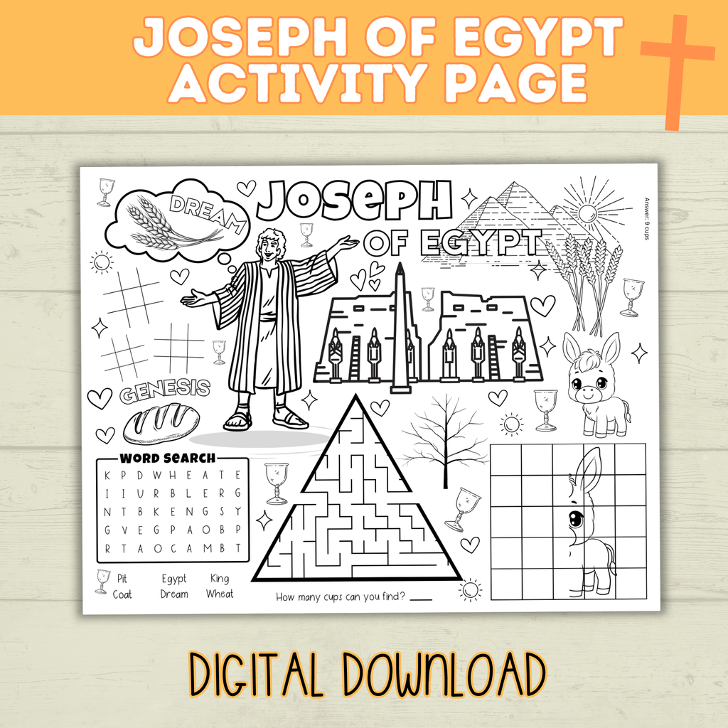 Joseph of Egypt Coloring Page | Activity Page | Bible Activity Page | Joseph Craft | Bible Craft | Christian Activities | Genesis