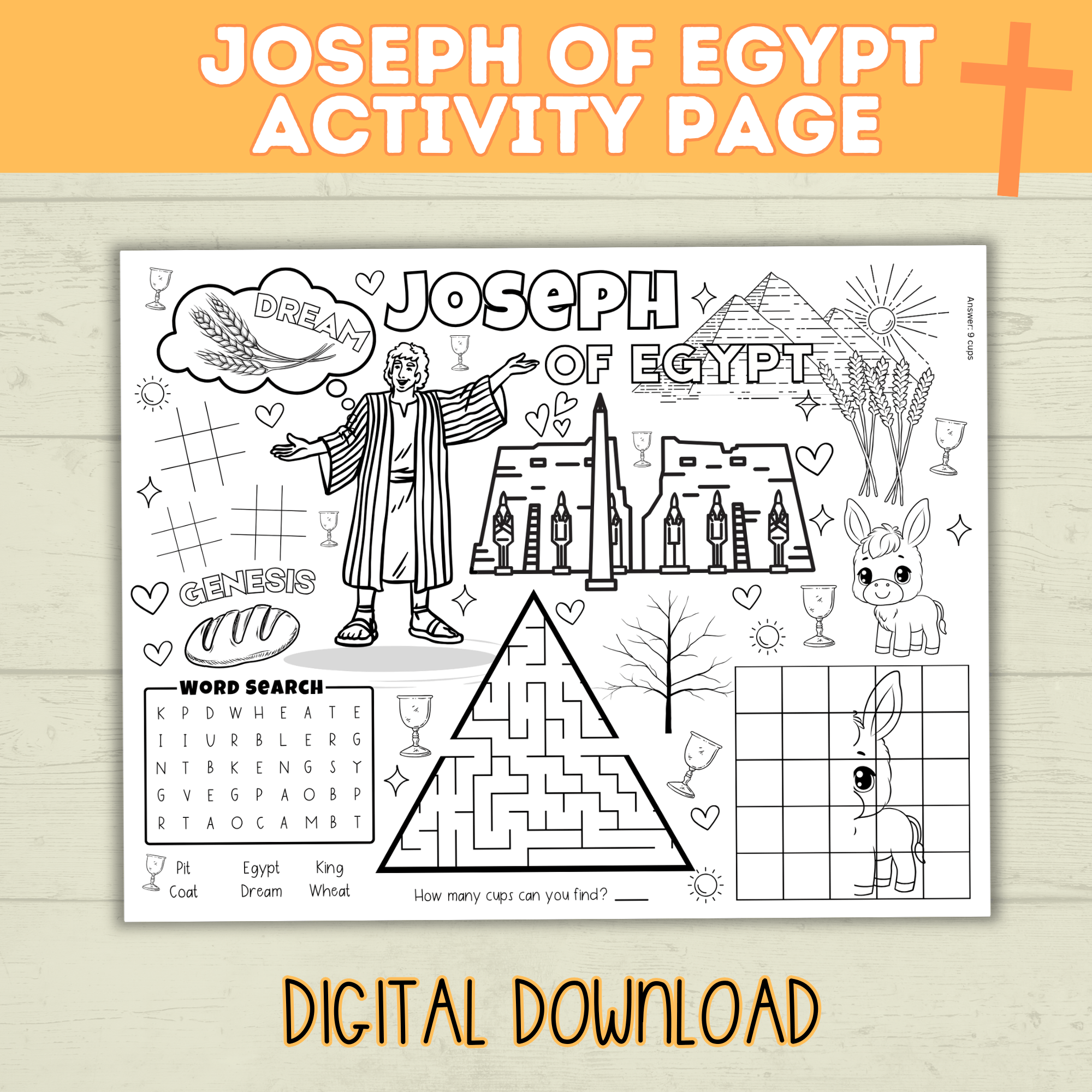 Joseph of Egypt Coloring Page | Activity Page | Bible Activity Page | Joseph Craft | Bible Craft | Christian Activities | Genesis