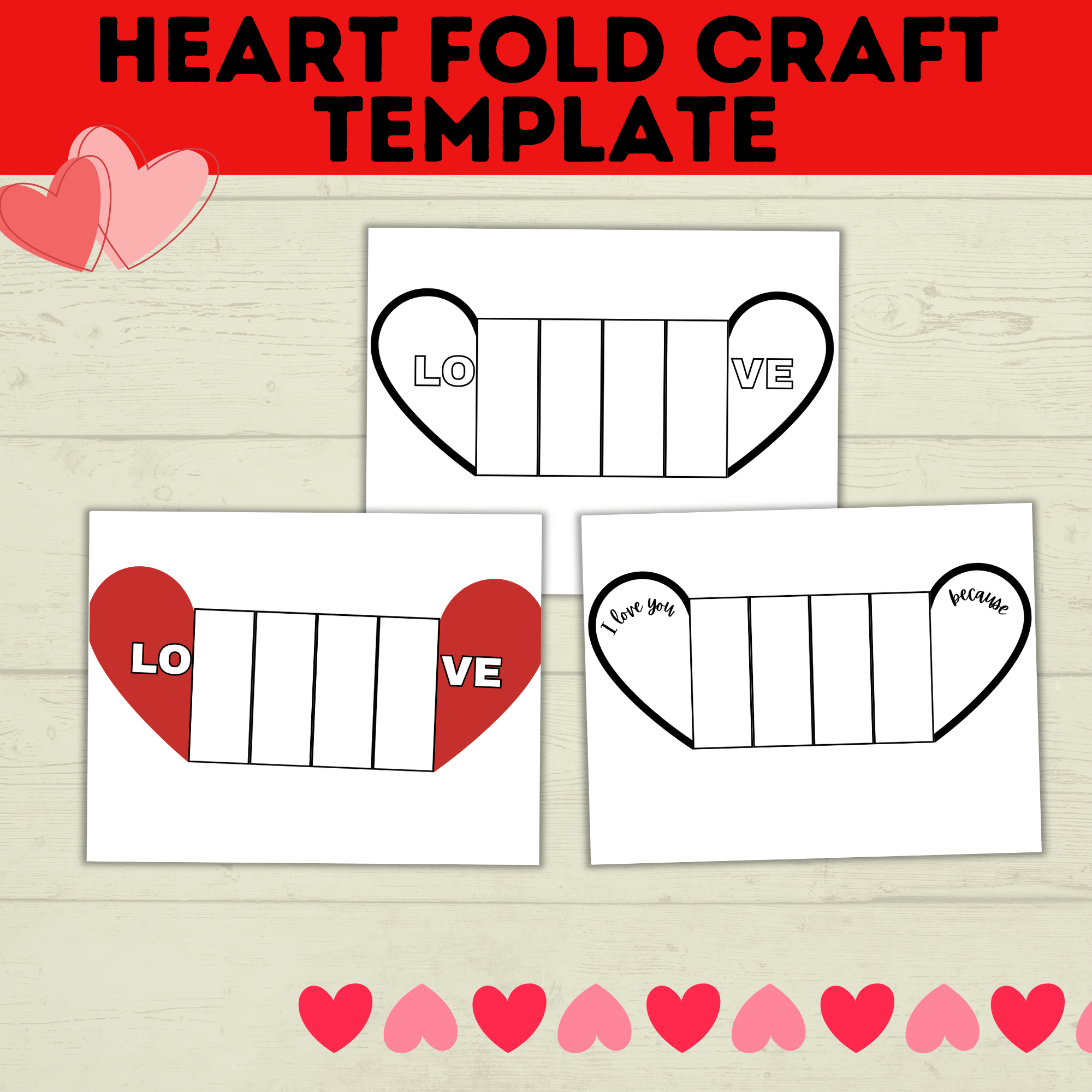 Heart Craft | Valentine's Day Craft | Folding Heart Craft | Kids Crafts | Party Crafts | Love Craft | I love you Craft for Kids | Printable