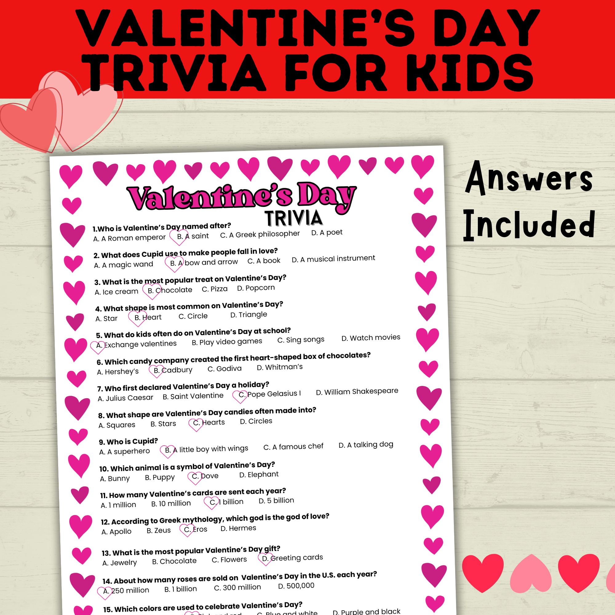 Valentine's Day Trivia for Kids | Kids Trivia | Kids Games | Party Games | Classroom Games | Valentine's Day Games | Kids Questions