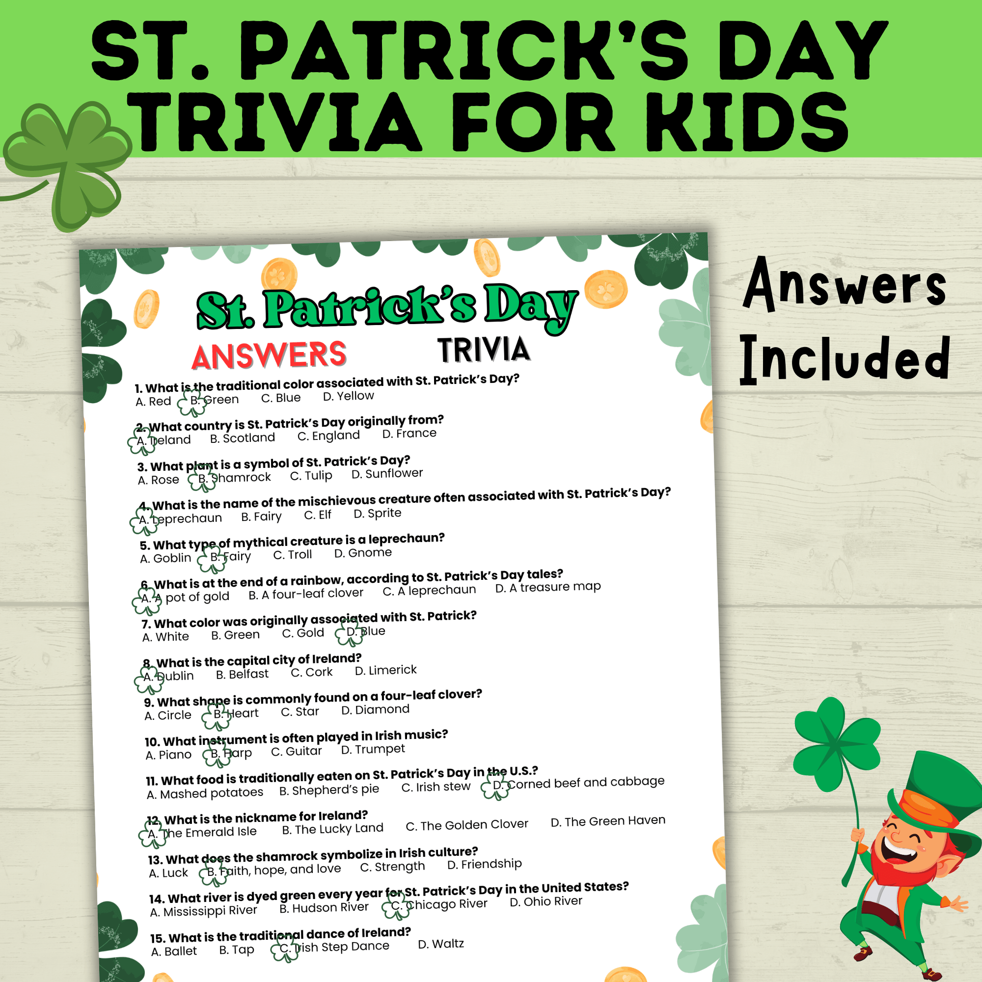 St. Patrick's Day Trivia for Kids | Kids Trivia | St. Patrick's Day Game | St. Patty's Day | Classroom Game | Party Game | Kids Games