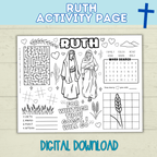 Bible Activity Page | Ruth Coloring Page | Ruth and Naomi | Ruth and Boaz | Christian Digital Download | Bible Craft | Activity Printable