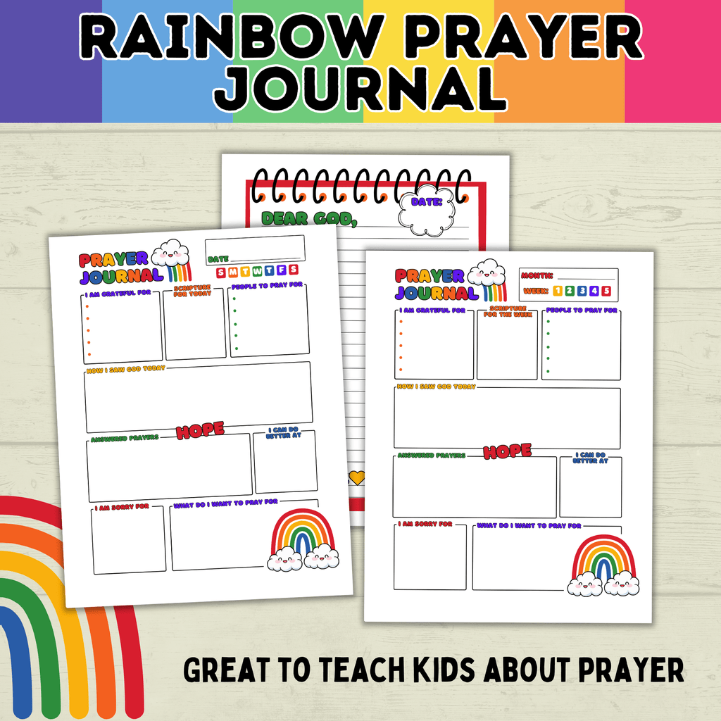 Prayer Journal for Kids | Rainbow Journal | Rainbow-themed | Journal for Kids | Teach Kids Prayer | Prayer Download | Prayer Printable