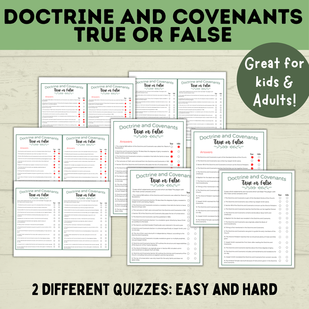 Doctrine and Covenants True or False | Doctrine and Covenants Quiz | Scripture Quiz | Come Follow Me | D&C Lesson | Sunday School Lesson