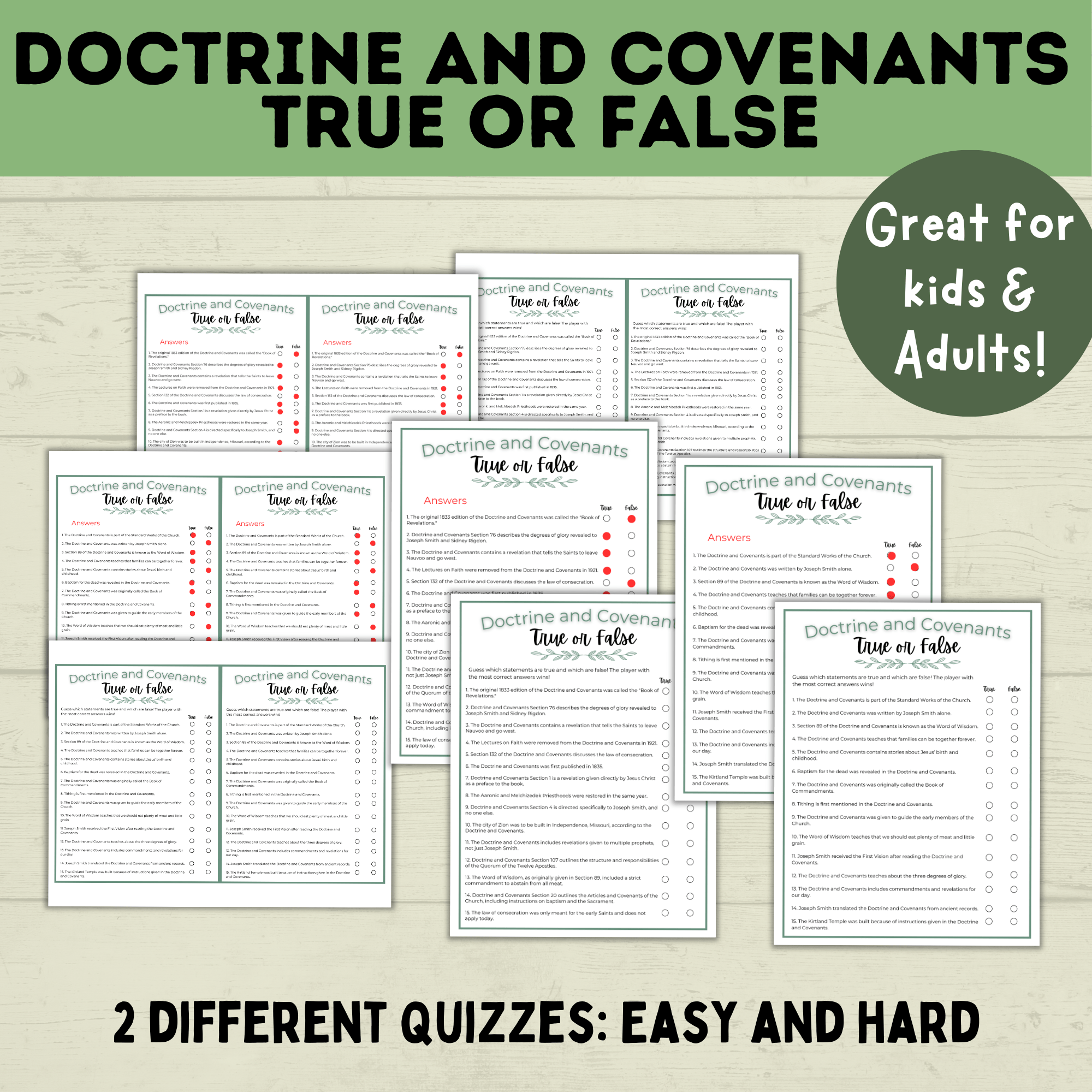 Doctrine and Covenants True or False | Doctrine and Covenants Quiz | Scripture Quiz | Come Follow Me | D&C Lesson | Sunday School Lesson