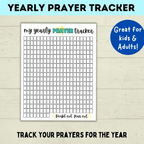Yearly Prayer Tracker | Prayer Chart | Prayer Lessons | Primary Class Prayer Chart | Kids Prayer Printable | Prayer sheet for kids |