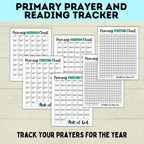Primary Reading and Prayer Tracker | Prayer Tracker | Reading Tracker | Primary Printables | LDS Primary | Come Follow Me | Prayer Chart
