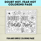 Doubt Not Fear Not Coloring Page | Youth Theme | Youth Coloring Page | Scripture Coloring Page | Church Printables | Sunday School