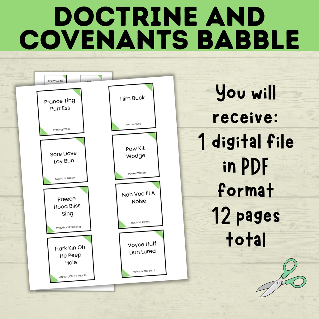 Doctrine and Covenants Game | Doctrine and Covenants Babble | D&C Game | Doctrine and Covenants Printable | Kids Game | Scripture Game