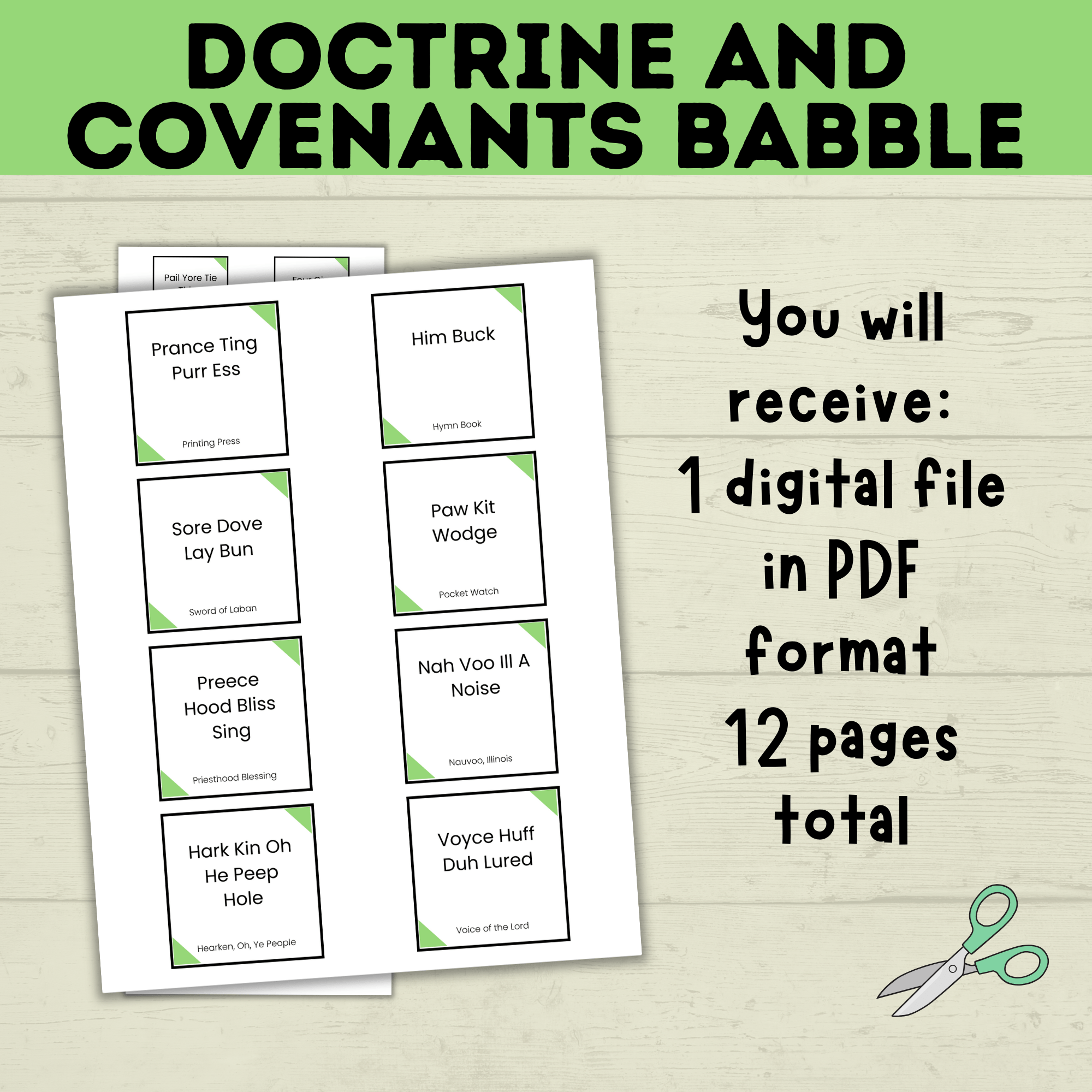 Doctrine and Covenants Game | Doctrine and Covenants Babble | D&C Game | Doctrine and Covenants Printable | Kids Game | Scripture Game