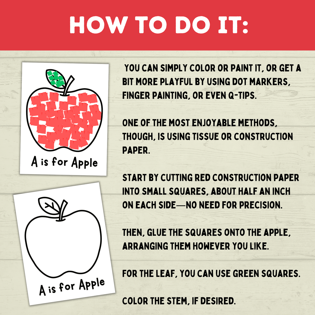 Apple Craft for Kids | Kids Craft | Preschool Craft | Toddler Craft | Apple Template | Fall Craft | Seasonal Craft | Craft Template