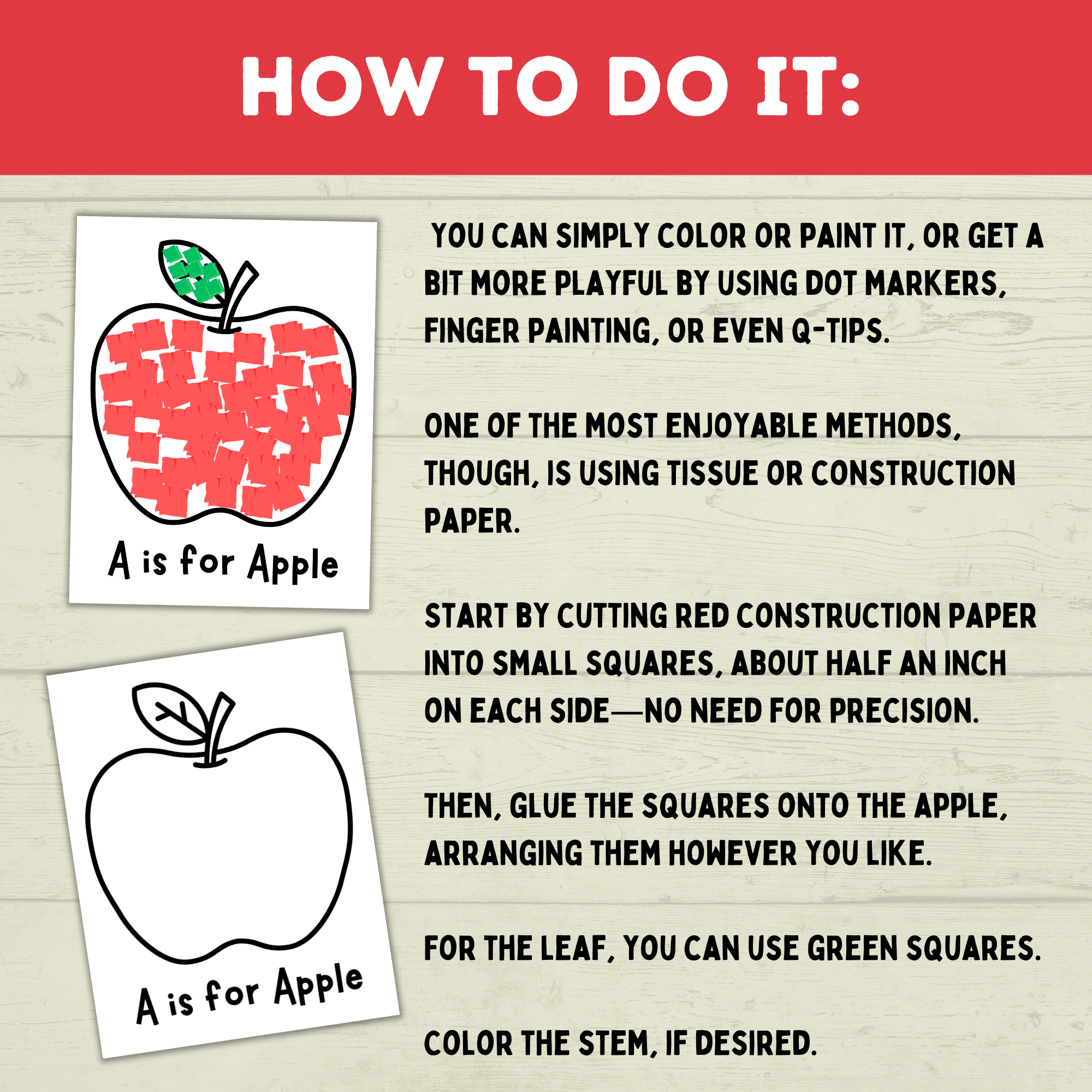 Apple Craft for Kids | Kids Craft | Preschool Craft | Toddler Craft | Apple Template | Fall Craft | Seasonal Craft | Craft Template