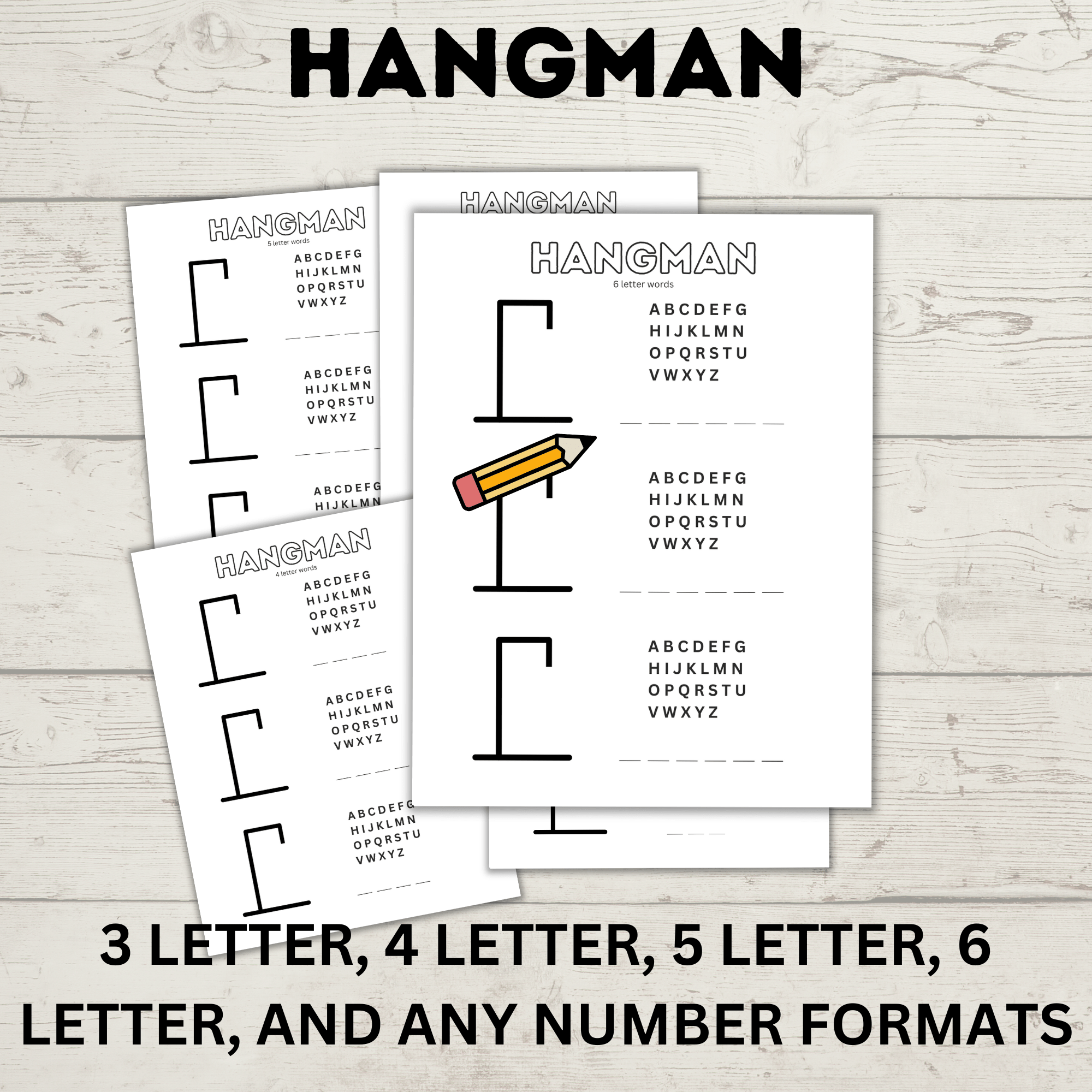 Hangman Printable for Kids | Kids Games | Pencil and Pen Games | Kids Printables | Kids Activities | Guess the Word | Word Games
