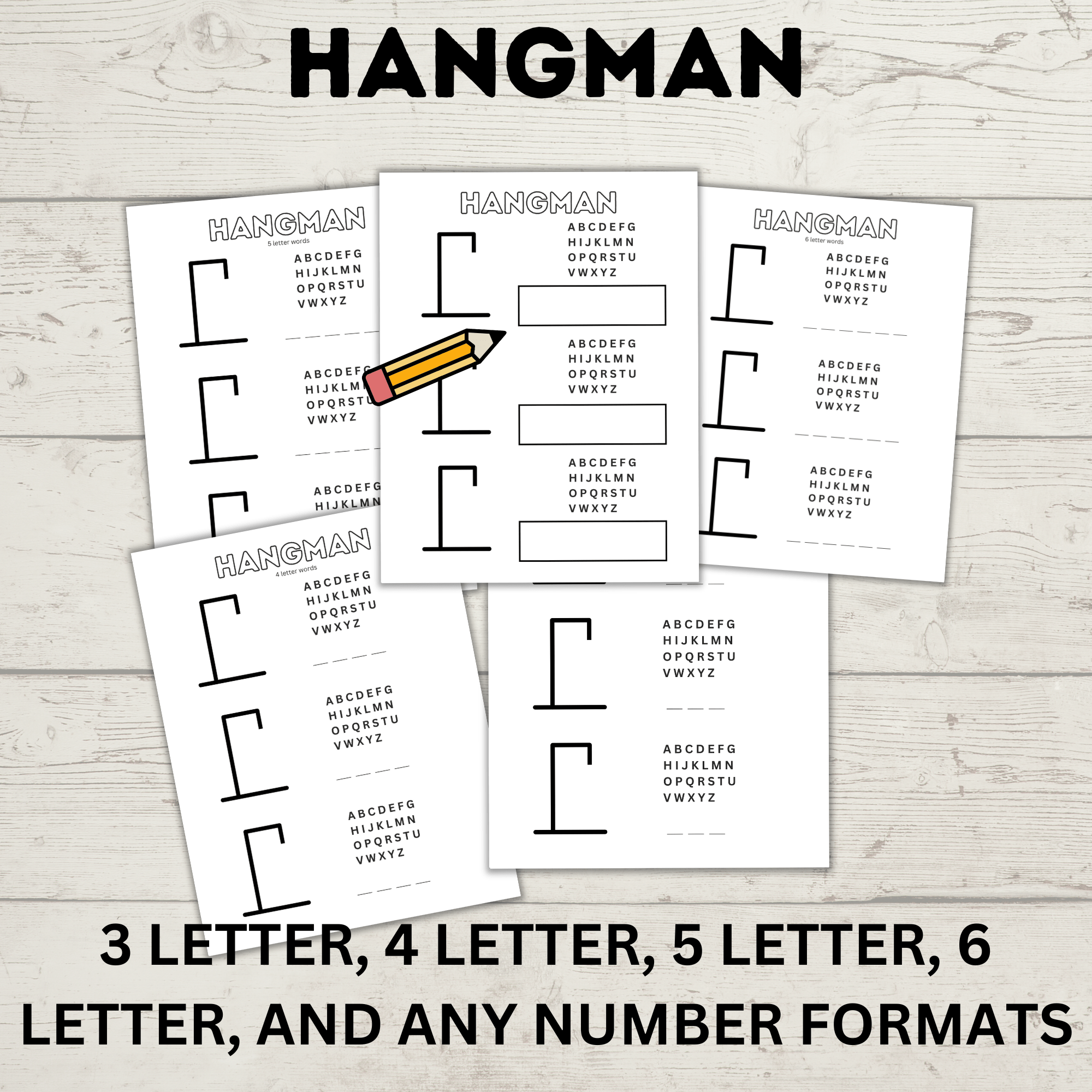 Hangman Printable for Kids | Kids Games | Pencil and Pen Games | Kids Printables | Kids Activities | Guess the Word | Word Games