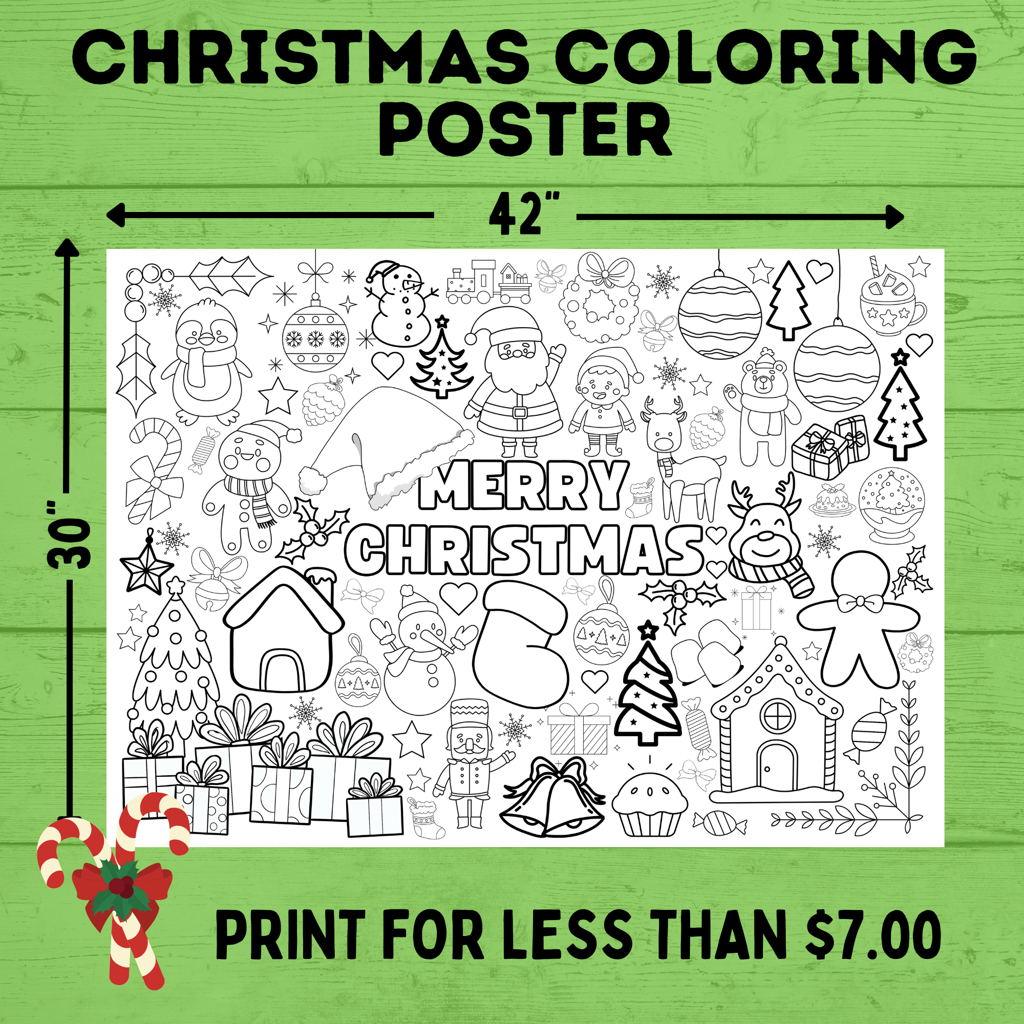 Christmas Coloring Poster for Kids | Coloring Pages for Kids | Kids Poster | Digital download | Christmas Activity | Christmas Printable