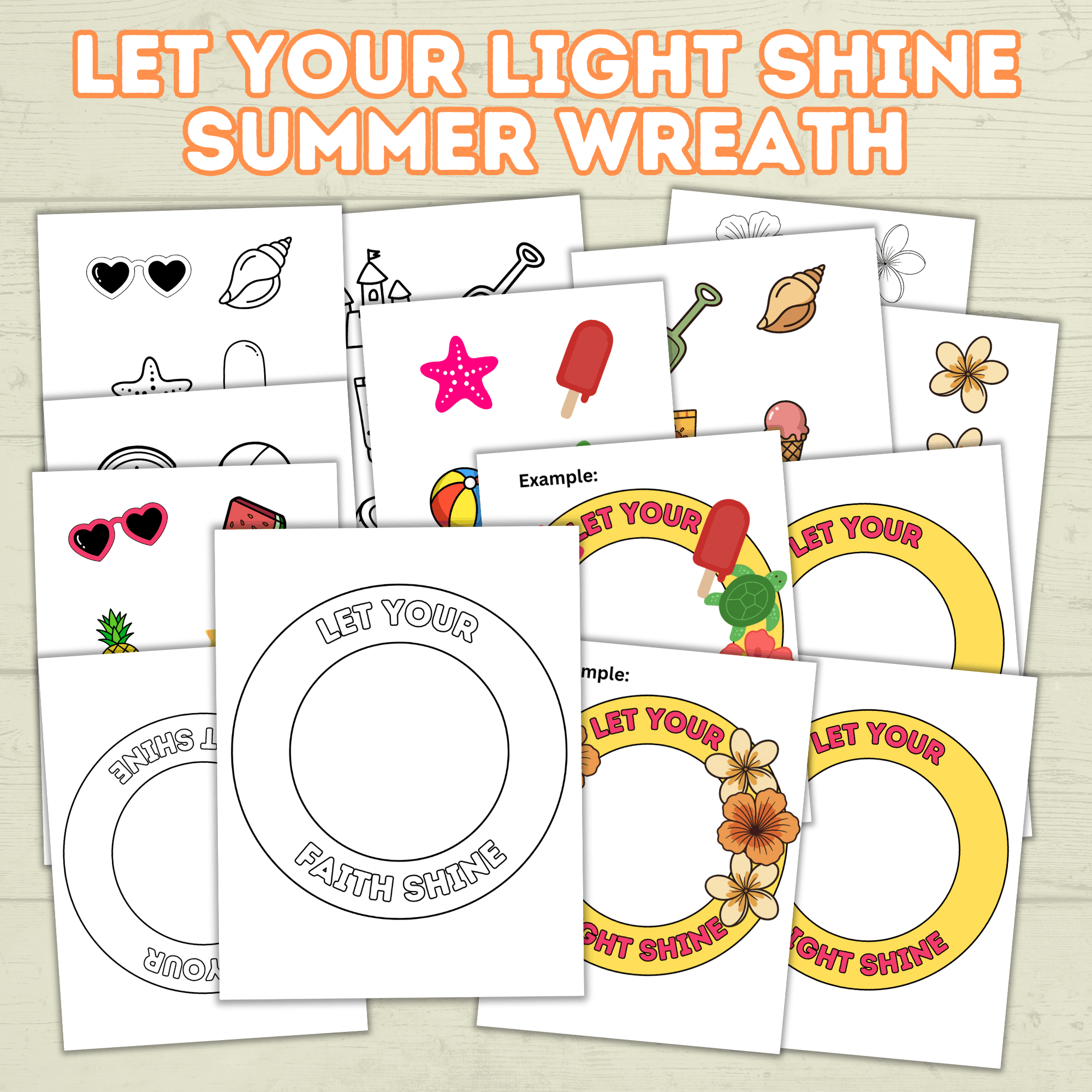 Let Your Light Shine Craft, Summer VBS craft, Faith Craft, Shine Your Light, Sunday School Bible Craft, DIY Paper Wreath, Cut and Paste