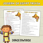 Prince Joseph and the Coat of Many Colors in Egypt Bible Story Trivia, Genesis Bible Lesson, Old Testament Activity, Homeschool, Church