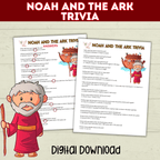 Noah's Ark Trivia Game Printable Old Testament Activity, Sunday School, Church, Homeschool Genesis Lesson, Bible Characters