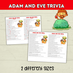 Adam and Eve Trivia Printable for Kids, Garden of Eden, Bible Characters, Sunday School Lesson