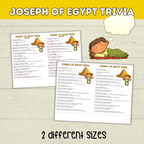 Prince Joseph and the Coat of Many Colors in Egypt Bible Story Trivia, Genesis Bible Lesson, Old Testament Activity, Homeschool, Church