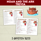 Noah's Ark Trivia Game Printable Old Testament Activity, Sunday School, Church, Homeschool Genesis Lesson, Bible Characters