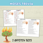 Moses Trivia Bible Game for Kids, Sunday School Old Testament Activity, Bible Lesson for Kids, Homeschool, Church Printable
