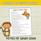 Prince Joseph and the Coat of Many Colors in Egypt Bible Story Trivia, Genesis Bible Lesson, Old Testament Activity, Homeschool, Church